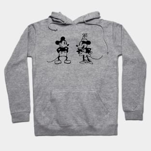 Cute Boy Mouse and Girl Mouse in Steamboat Willie Hoodie